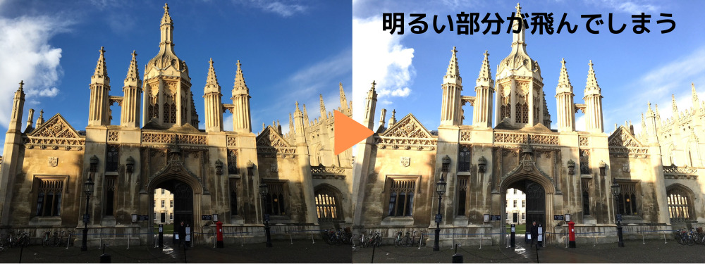 普通は明るい部分が飛んでしまう